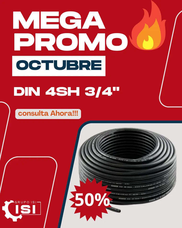 Mega promo: manguera DIN 4SH 3/4" con 50% de descuento. Consultá ahora.