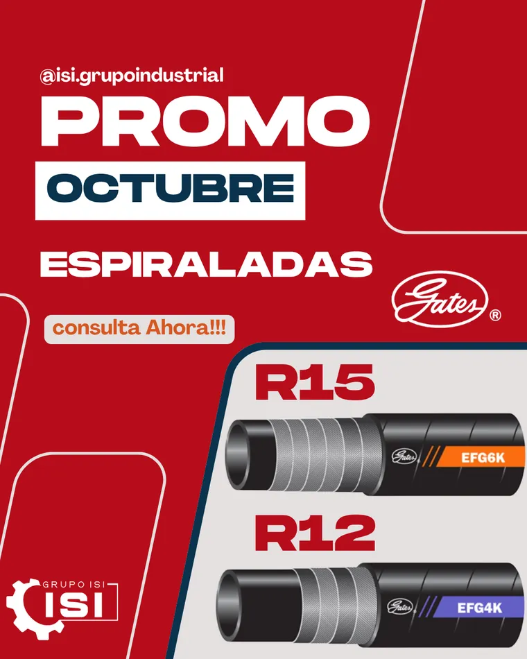 Promo Gates: mangueras espiraladas R15 y R12. Consultá ahora.