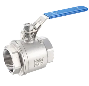 Válvula esférica compacta de acero inoxidable con manija azul